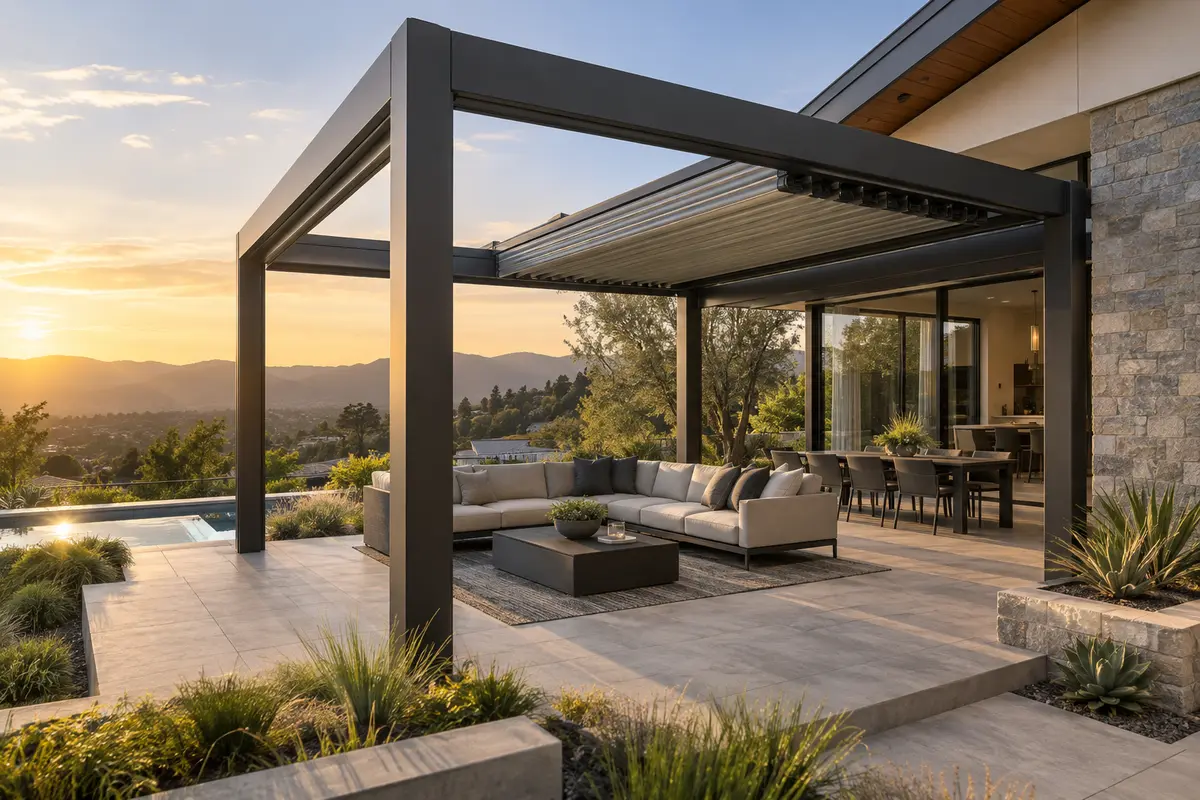 Concept visualization of Louvered Pergola — Retracting Roof