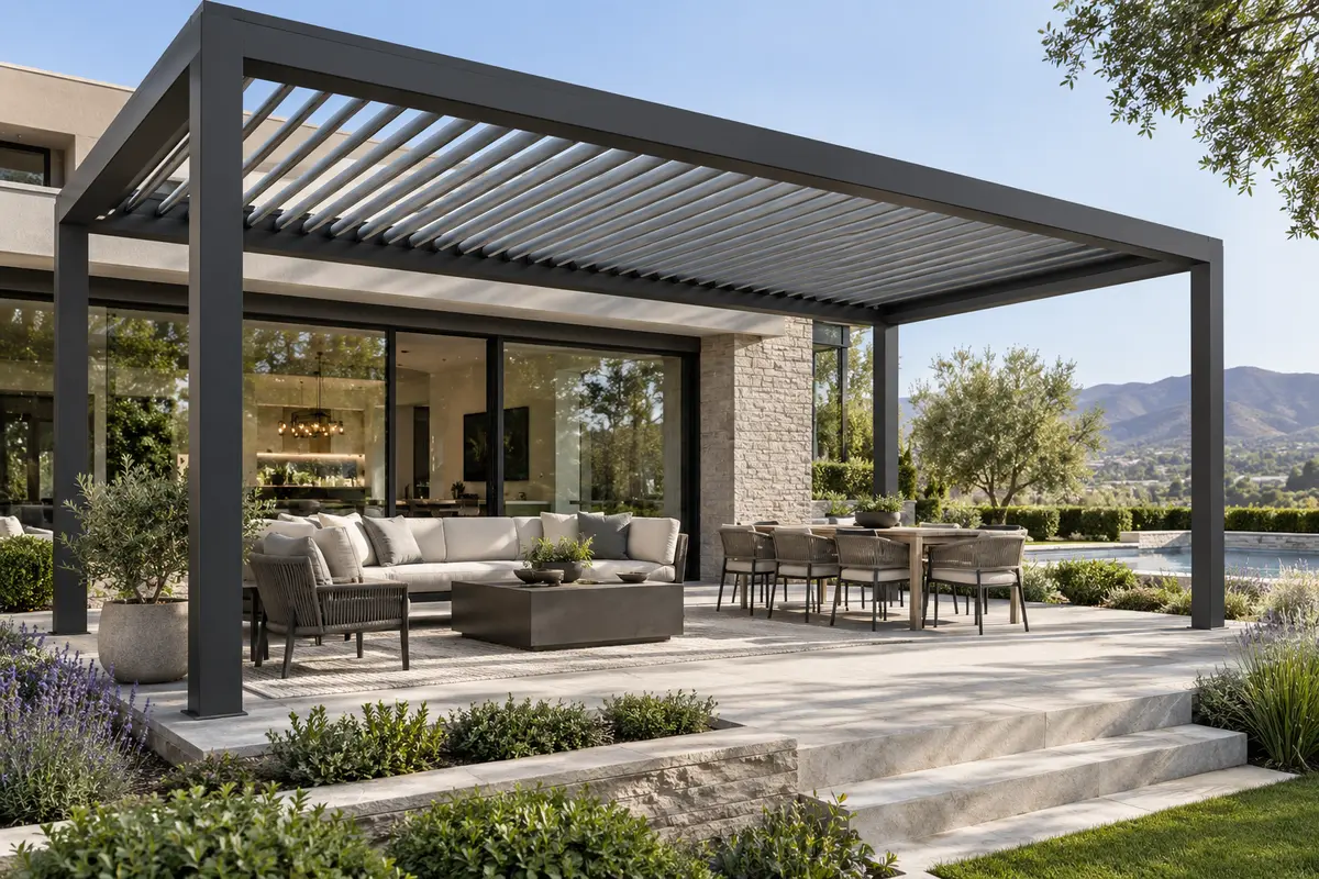 Concept visualization of Louvered Pergola — Tilting Louvers